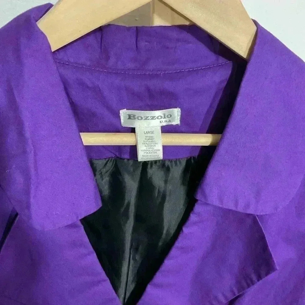 Bozzolo Purple Two Button closure, Short Sleeve, collared v-neck Jacket Women’s - Picture 5 of 8